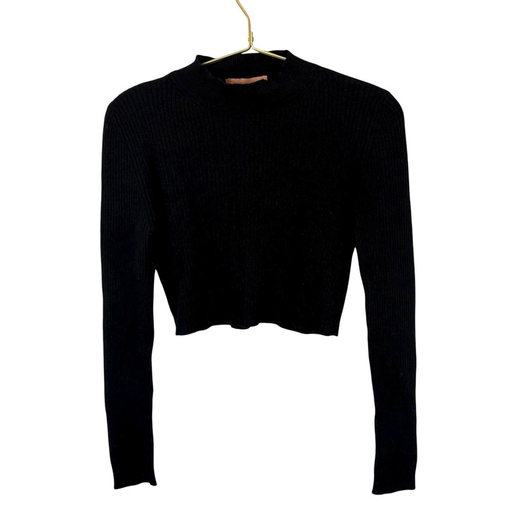 The Andamane Cropped Black Sweater Cashmere Wool‎ Made in Italy Small FLAW